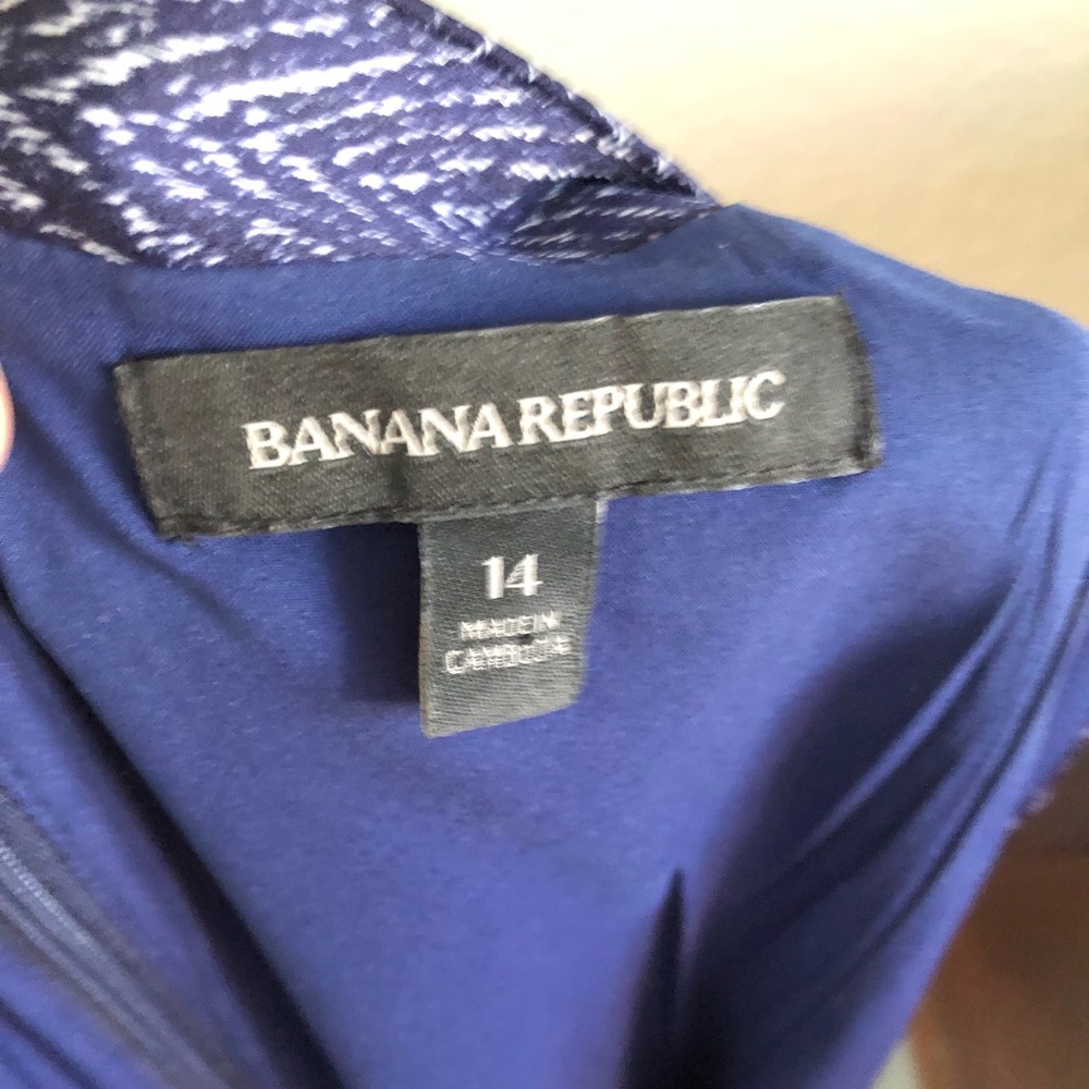 Banana Republic sheath dress navy and white striped tall 14 office dress - Picture 5 of 5